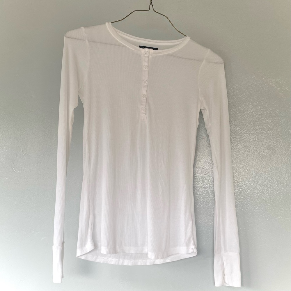 Vance Long Sleeve Henley in White | Michael Lauren | S